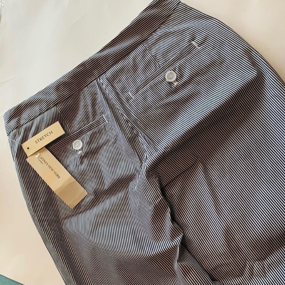 JONES NEW YORK sport stretch striped crop ankle pants spring summer preppy - Picture 6 of 16